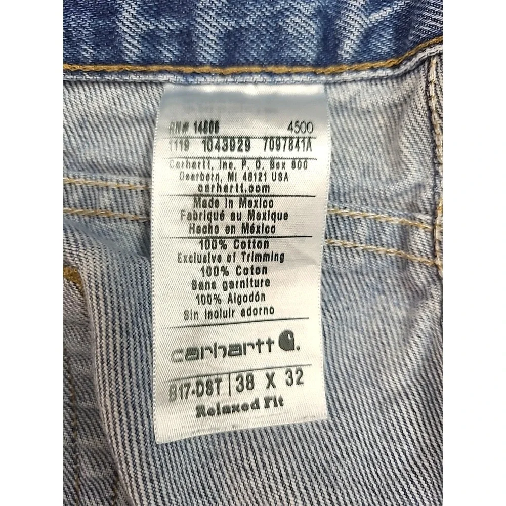 Mens Carhartt Jeans 38x32 Relaxed Fit Mid Rise Med Wash Bootcut